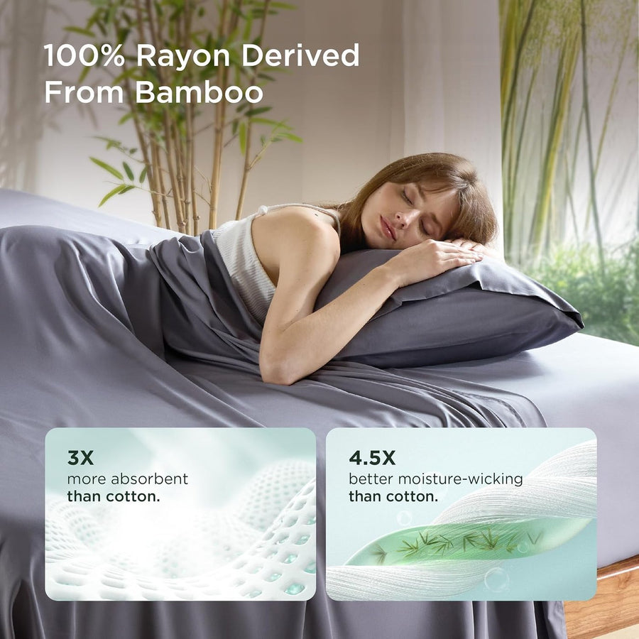 Velora Bamboo Cooling Pillowcases - Dark Grey